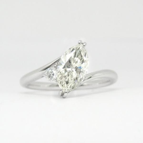 マーキスカットダイヤモンドリング D 1.008ct L-SI1 0.062ct Pt900