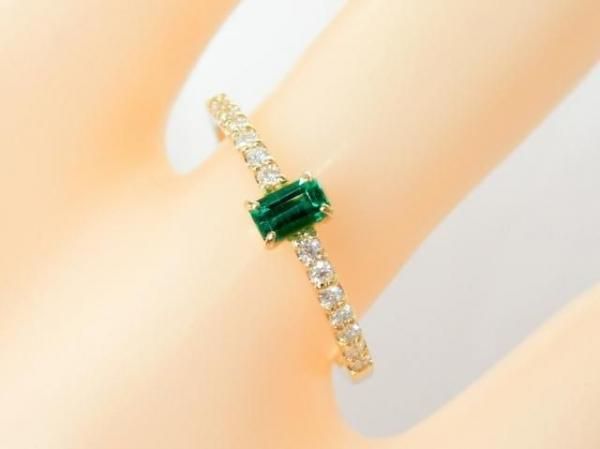 エメラルド ダイヤモンドリング EM 0.152ct D 0.11ct K18YG 日独宝石