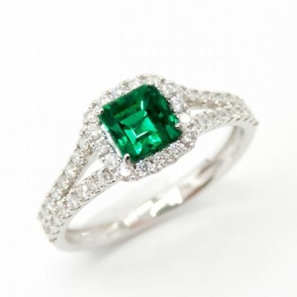 コロンビア産エメラルド ダイヤモンドリング EM 0.52ct F-1 D 0.35ct