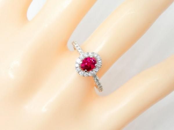 非加熱ルビー ダイヤモンドリング R 0.610ct D 0.300ct Pt950 AIGS鑑別書付