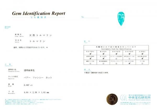ブラジル産パライバトルマリンダイヤモンドネックレス PA 0.097ct D