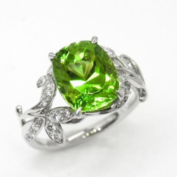 ペリドット ダイヤモンドリング PE 3.643ct D 0.199ct Pt900 日独宝石