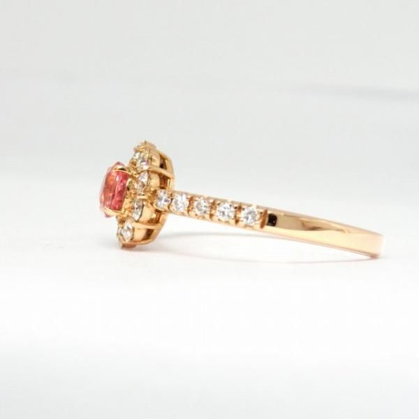 パパラチアサファイア ダイヤモンドリング PDS 0.47ct D 0.36ct K18PG