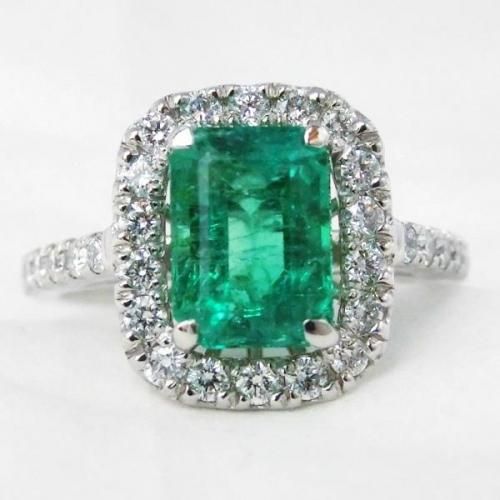 Pt900 コロンビア産エメラルド ダイヤモンドリング EM 1.58ct D 0.42ct