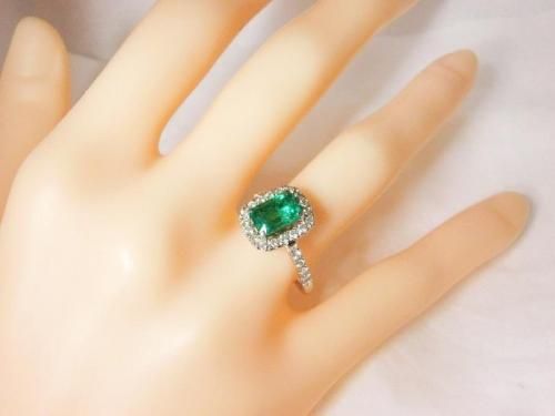 Pt900 コロンビア産エメラルド ダイヤモンドリング EM 1.58ct D 0.42ct