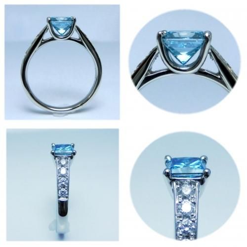 Pt900 トリートブルーダイヤモンドリング D 1.095ct D 0.26ct