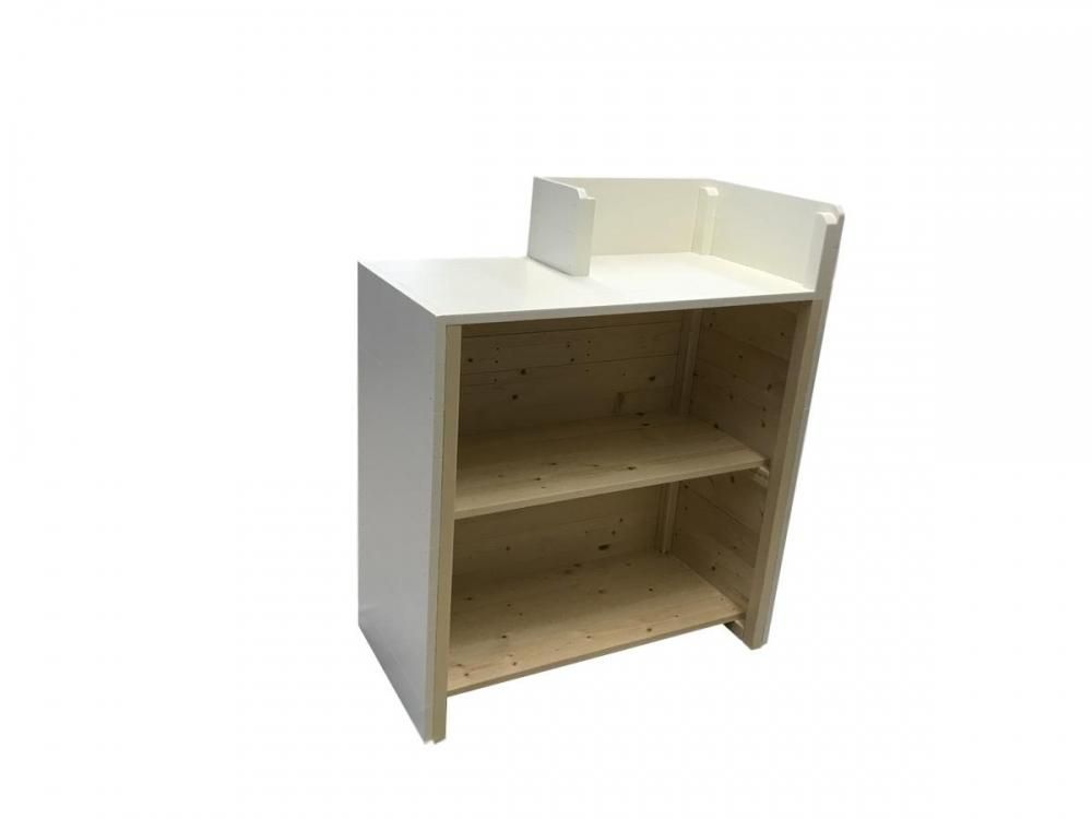 木製レジカウンター・受付カウンター_幅90cm_ミルキーホワイト＋ニス