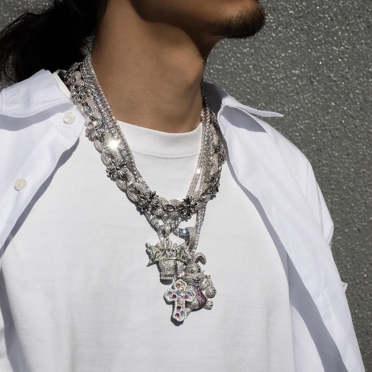 シルバー テニスネックレス 幅5mm 45cm-55cm AHNL-D001-5MM