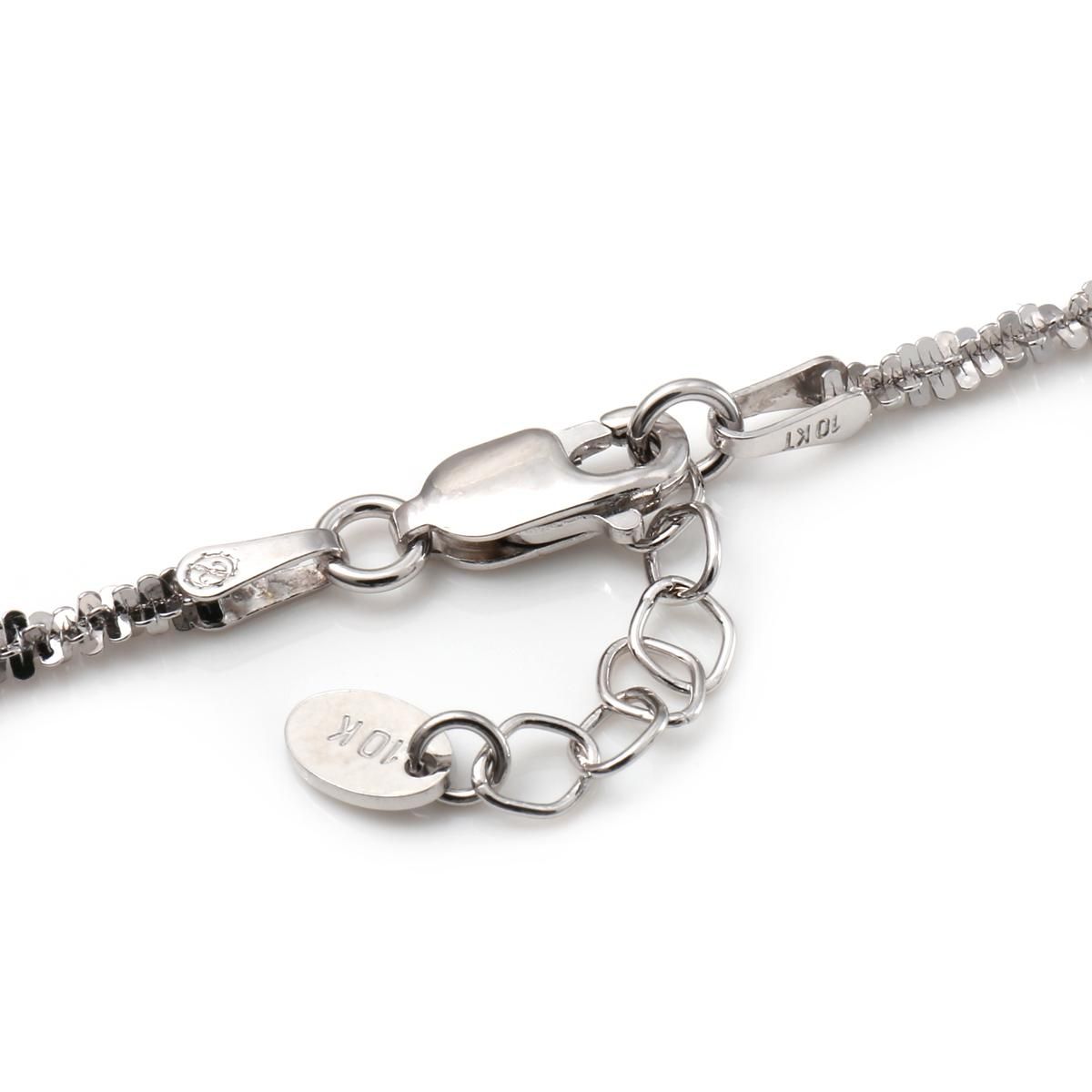 10K ホワイトゴールド ツイストスパークルブレスレット 幅2mm 17cm