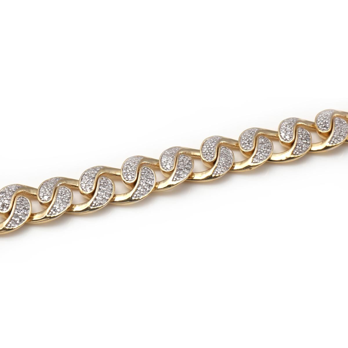ダイヤモンド 10K イエローゴールド マイアミブレスレット 幅7.5mm