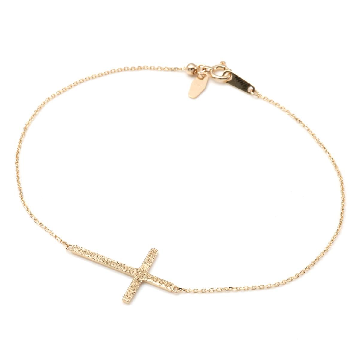 10K イエローゴールド サイドウェイズクロス ブレスレット 19cm 3-9181