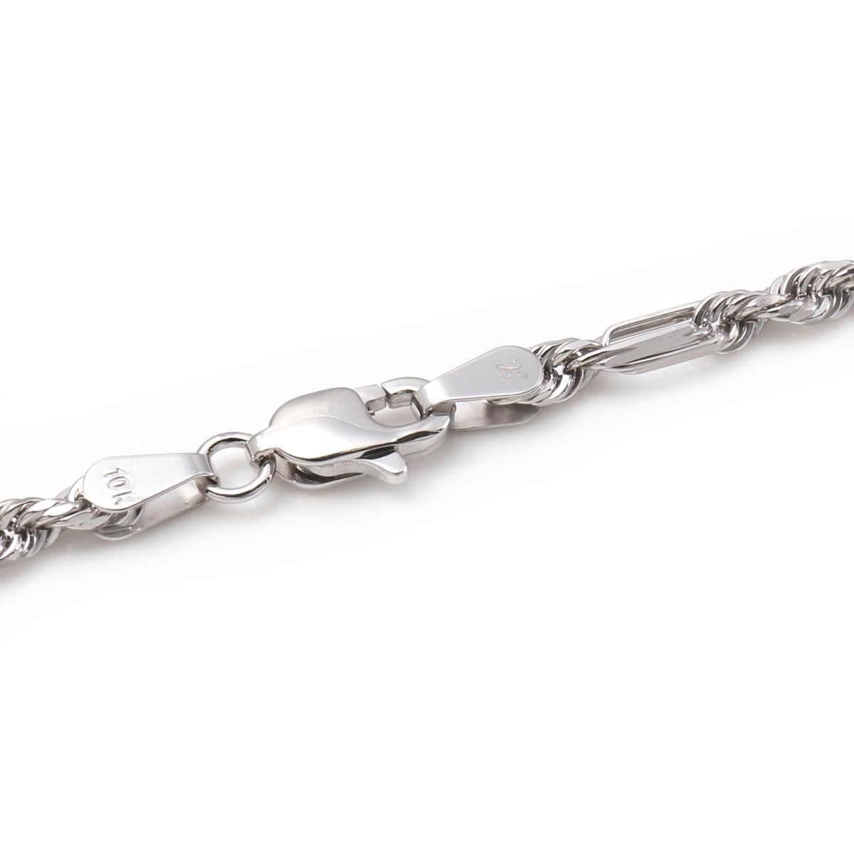 10K ホワイトゴールド フィガロープブレスレット 幅2.8mm 19cm HKP0088