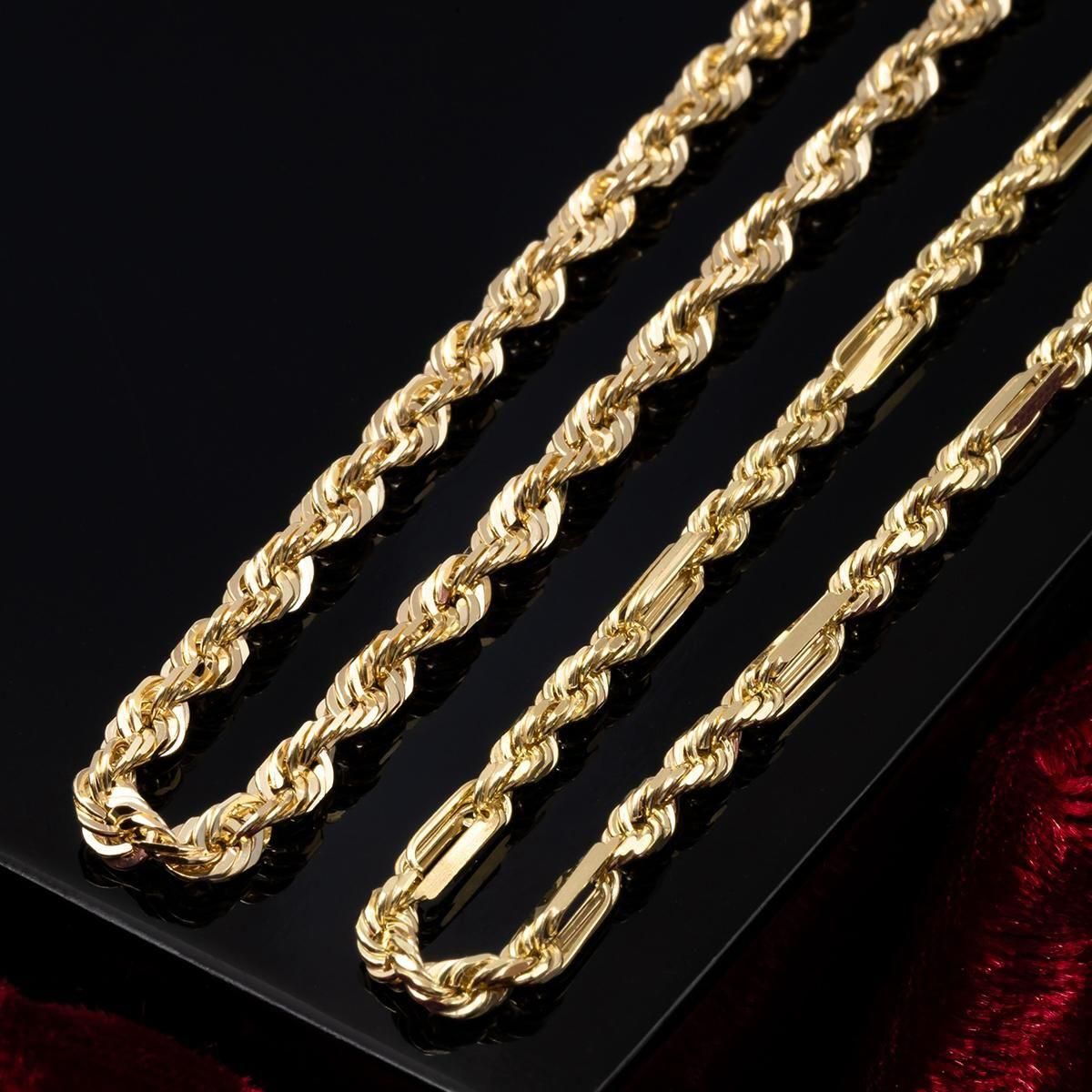 10K イエローゴールド ロープネックレス 幅3mm 45cm-60cm UKPH000001