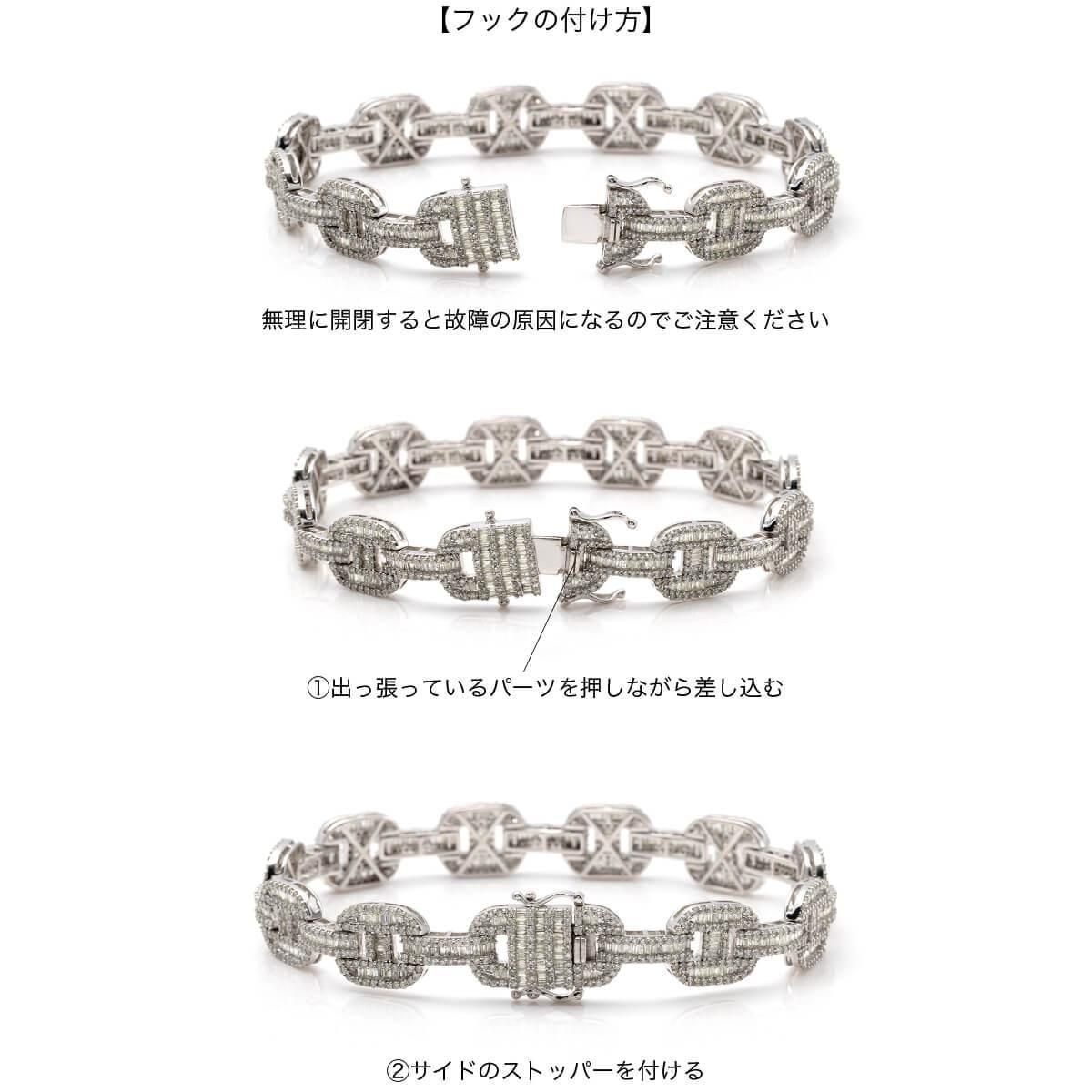 ダイヤモンド 14K ホワイトゴールド パフグッチブレスレット 幅11mm