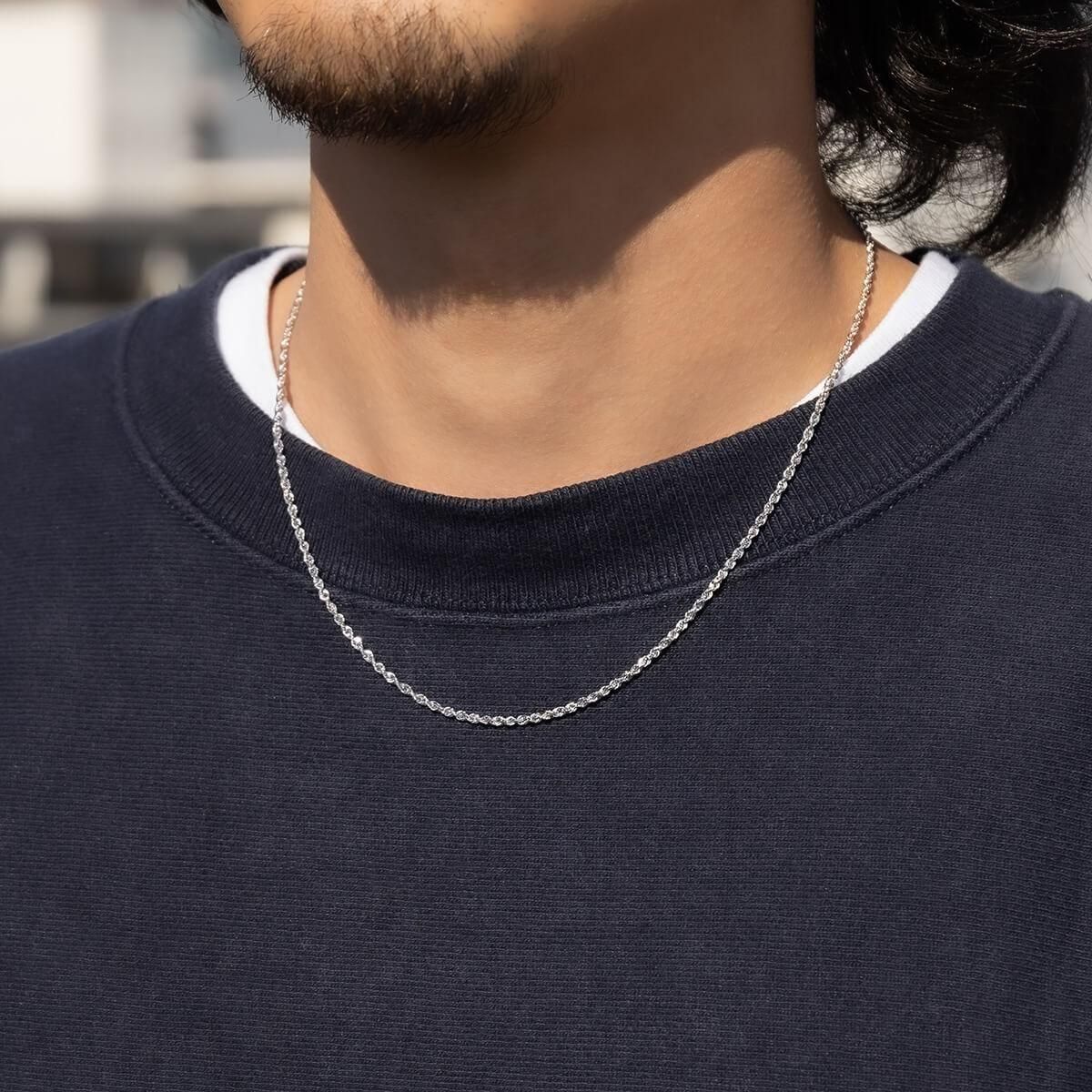 10K ホワイトゴールド ロープネックレス 幅1.8mm 40cm-60cm UKPG000026