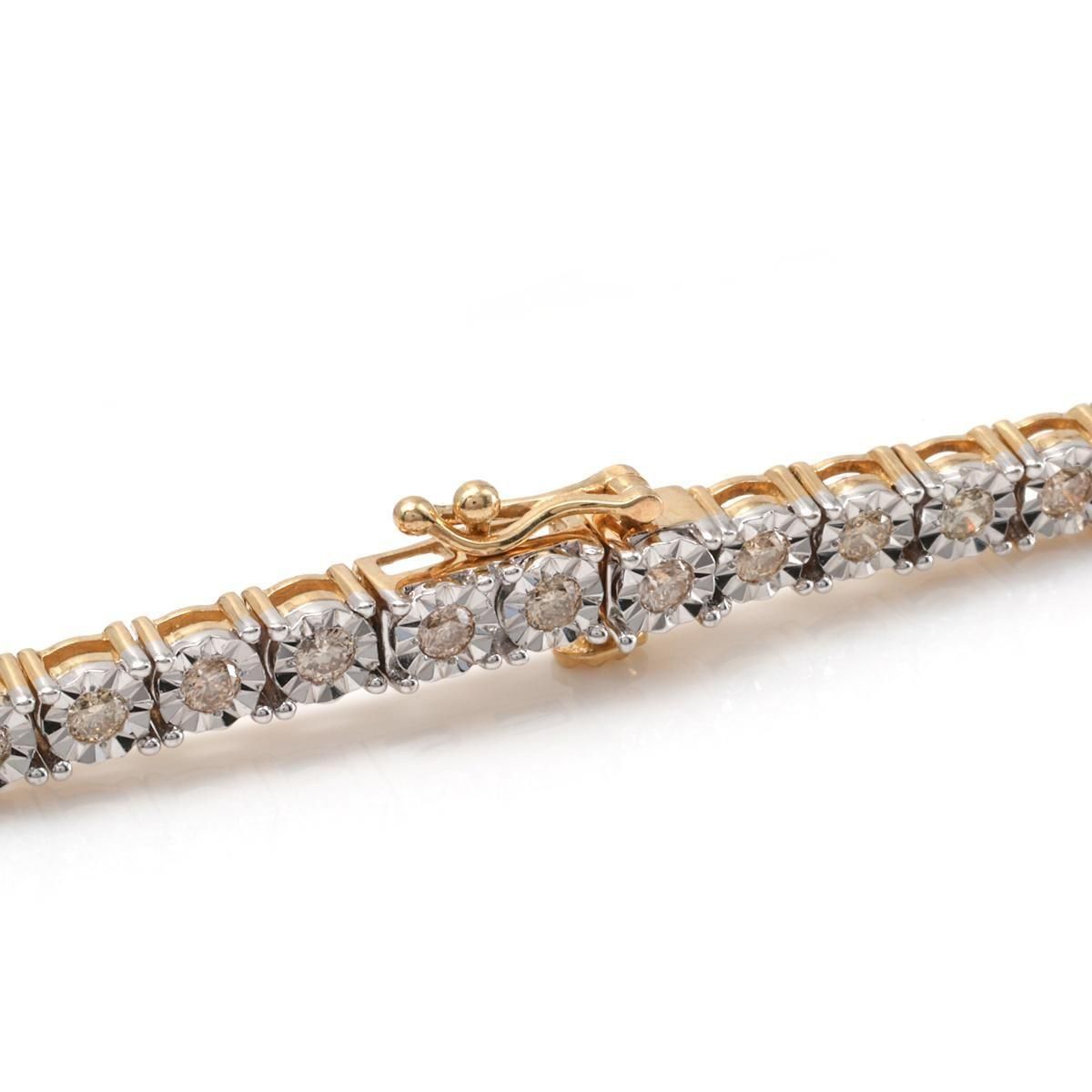 ダイヤモンド 10K イエローゴールド テニスブレスレット 幅4mm 18cm