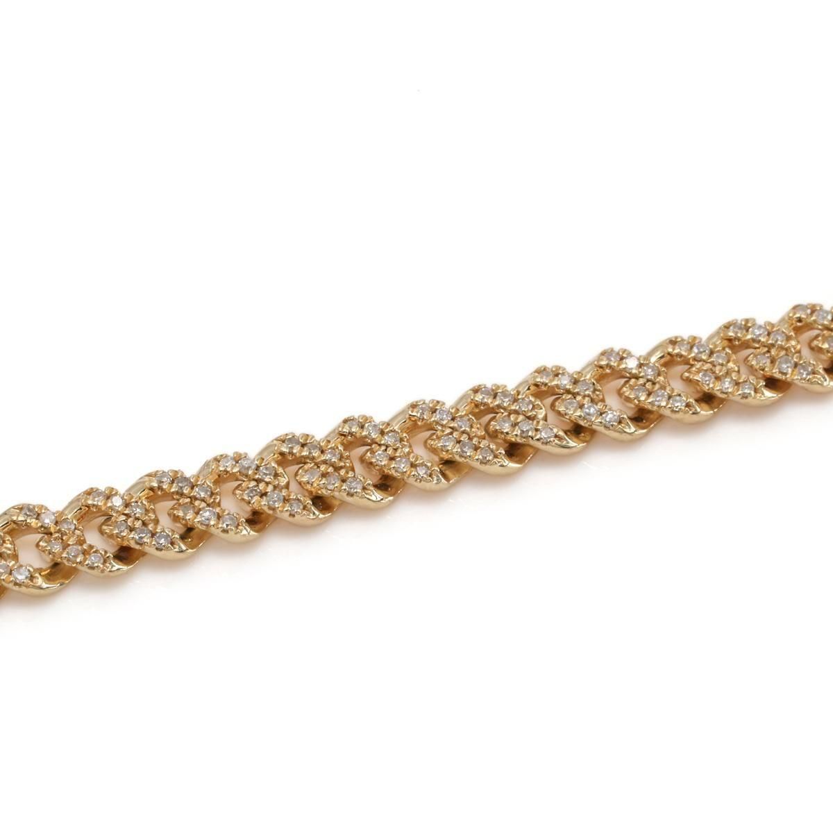 ダイヤモンド 10K イエローゴールド マイアミブレスレット 幅4.8mm