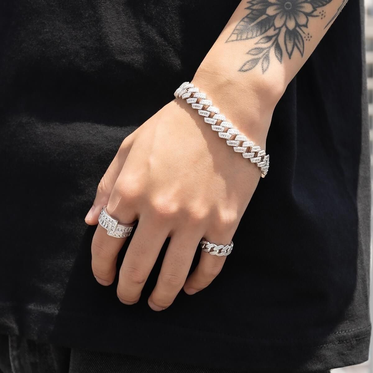 シルバー スクエアマイアミブレスレット 幅11mm 19cm SQ-CUBAN-BGT