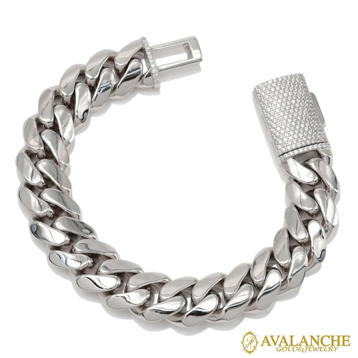 シルバー マイアミブレスレット 幅14mm 19cm-21cm A2024L1122