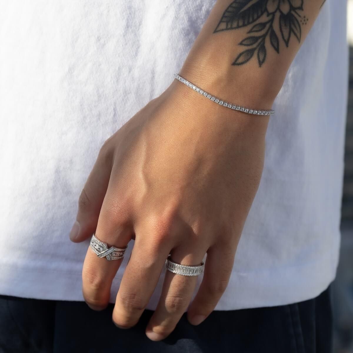 シルバー テニスブレスレット 幅2mm 16cm-18cm ACH03189 - AVALANCHE