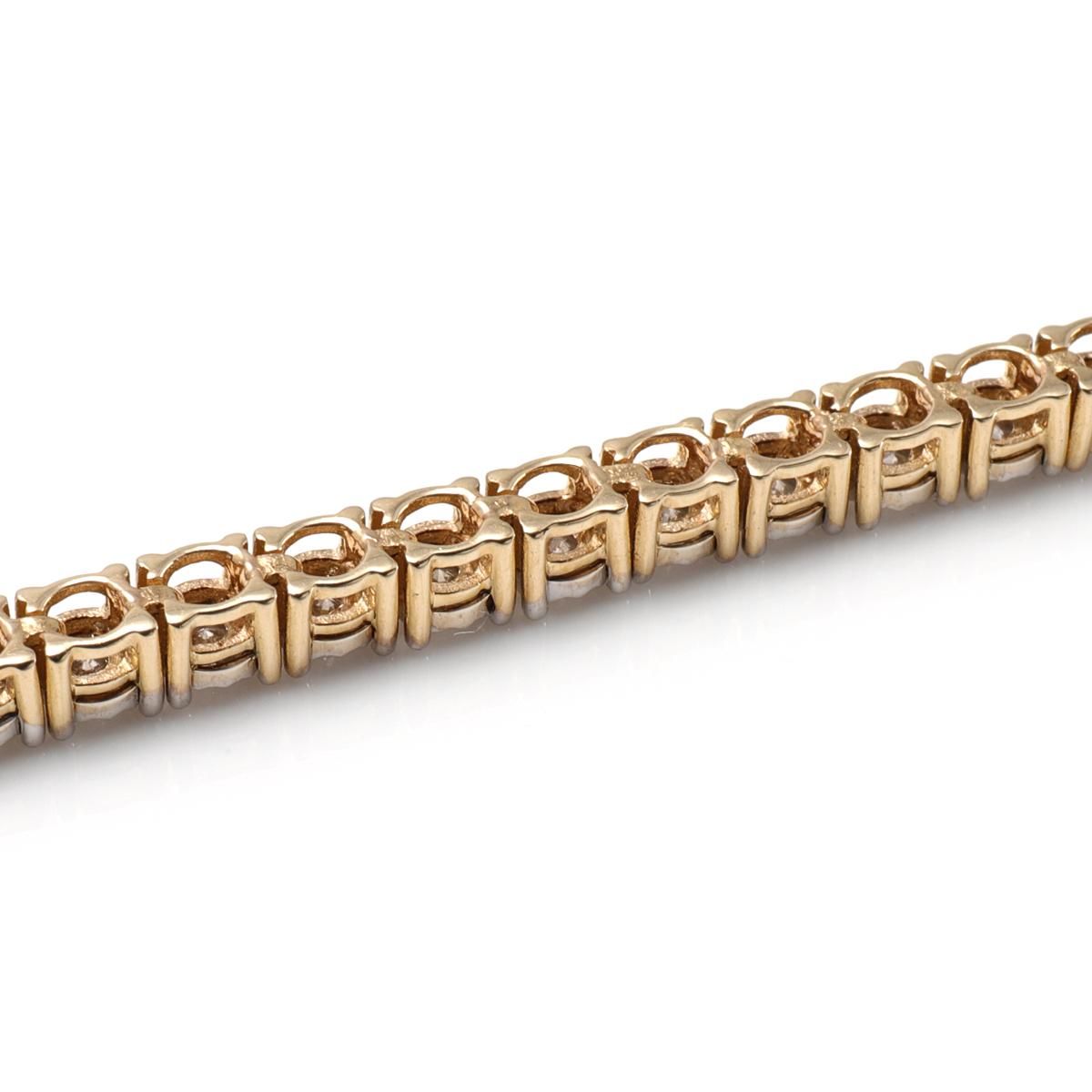 ダイヤモンド 14K イエローゴールド テニスブレスレット 幅3mm 17cm