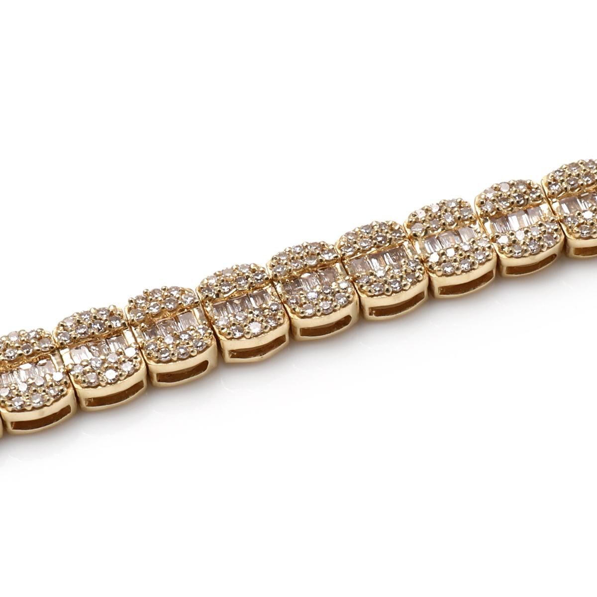 ダイヤモンド 14K イエローゴールド ブレスレット 幅4.8mm 18cm