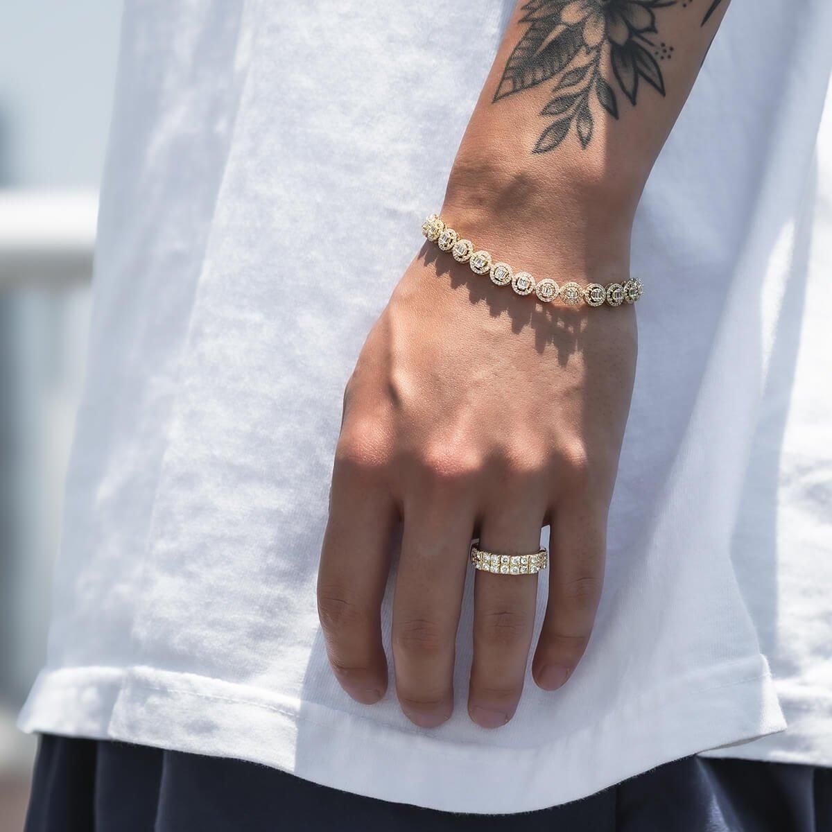 ダイヤモンド 10K イエローゴールド ブレスレット 幅6.8mm 18cm