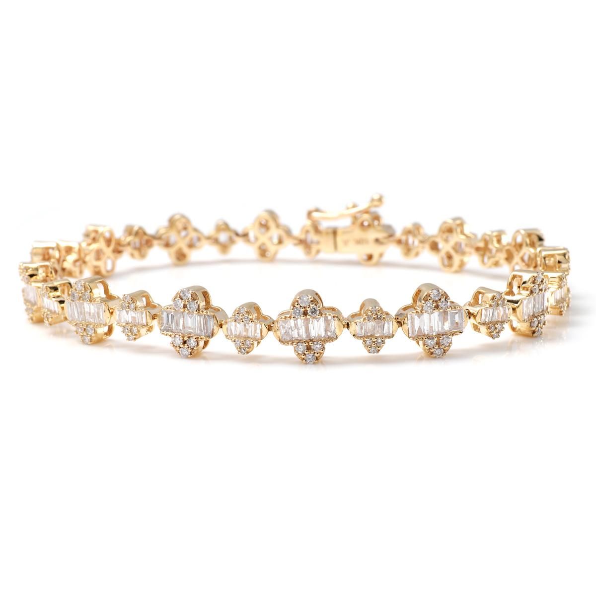 ダイヤモンド 10K イエローゴールド ブレスレット 幅7.5mm 18cm 定価