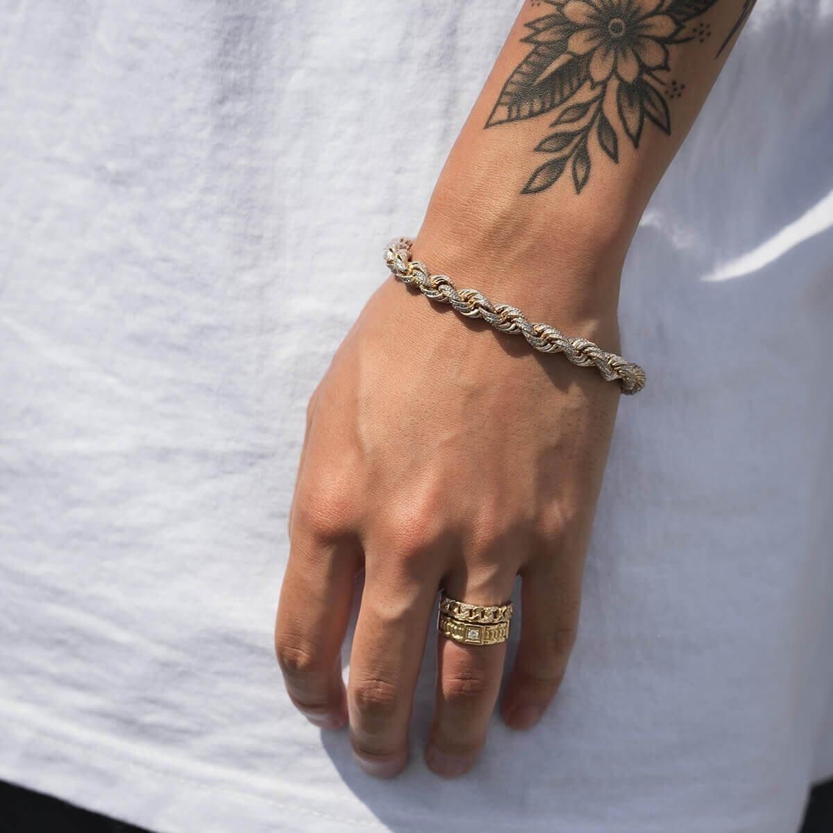 ダイヤモンド 10K イエローゴールド ロープブレスレット 幅7.5mm 20cm