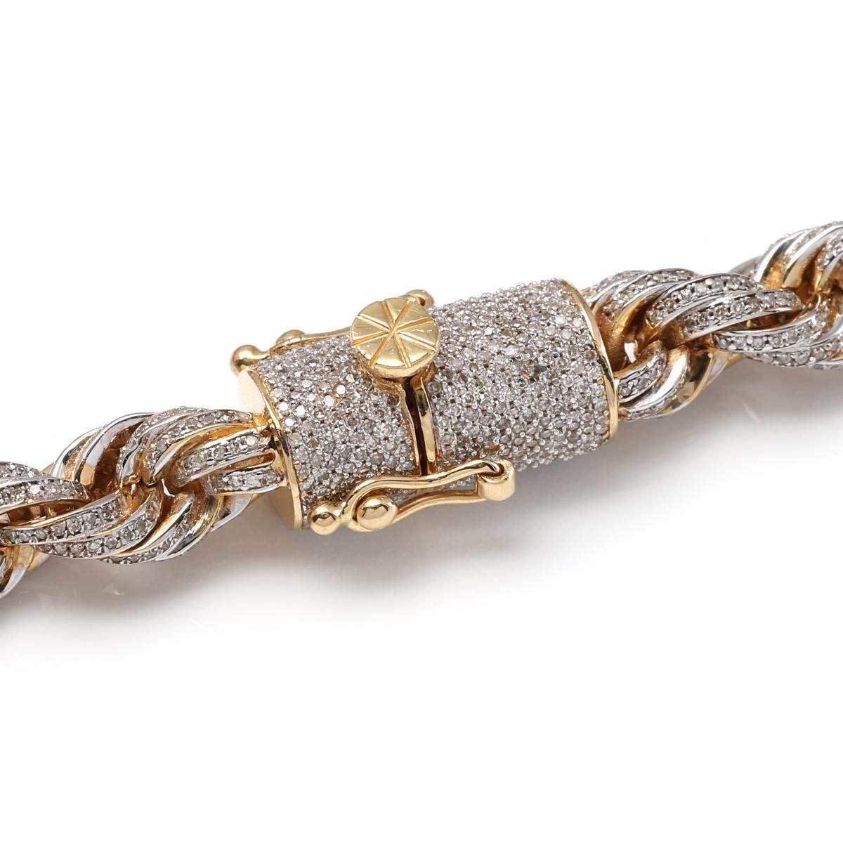 ダイヤモンド 10K イエローゴールド ロープブレスレット 幅7.5mm 20cm