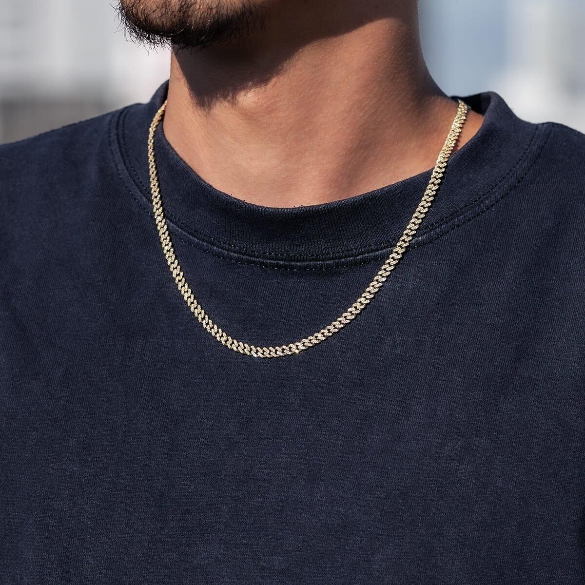 ダイヤモンド 10K イエローゴールド マイアミネックレス 幅4.5mm 52cm