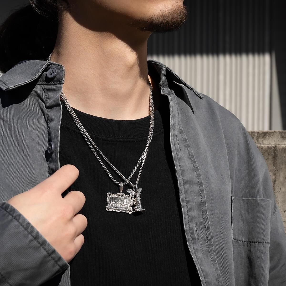 シルバー アズキネックレス 幅2.2mm 45cm-55cm いぶし加工 080KF1D4HCM