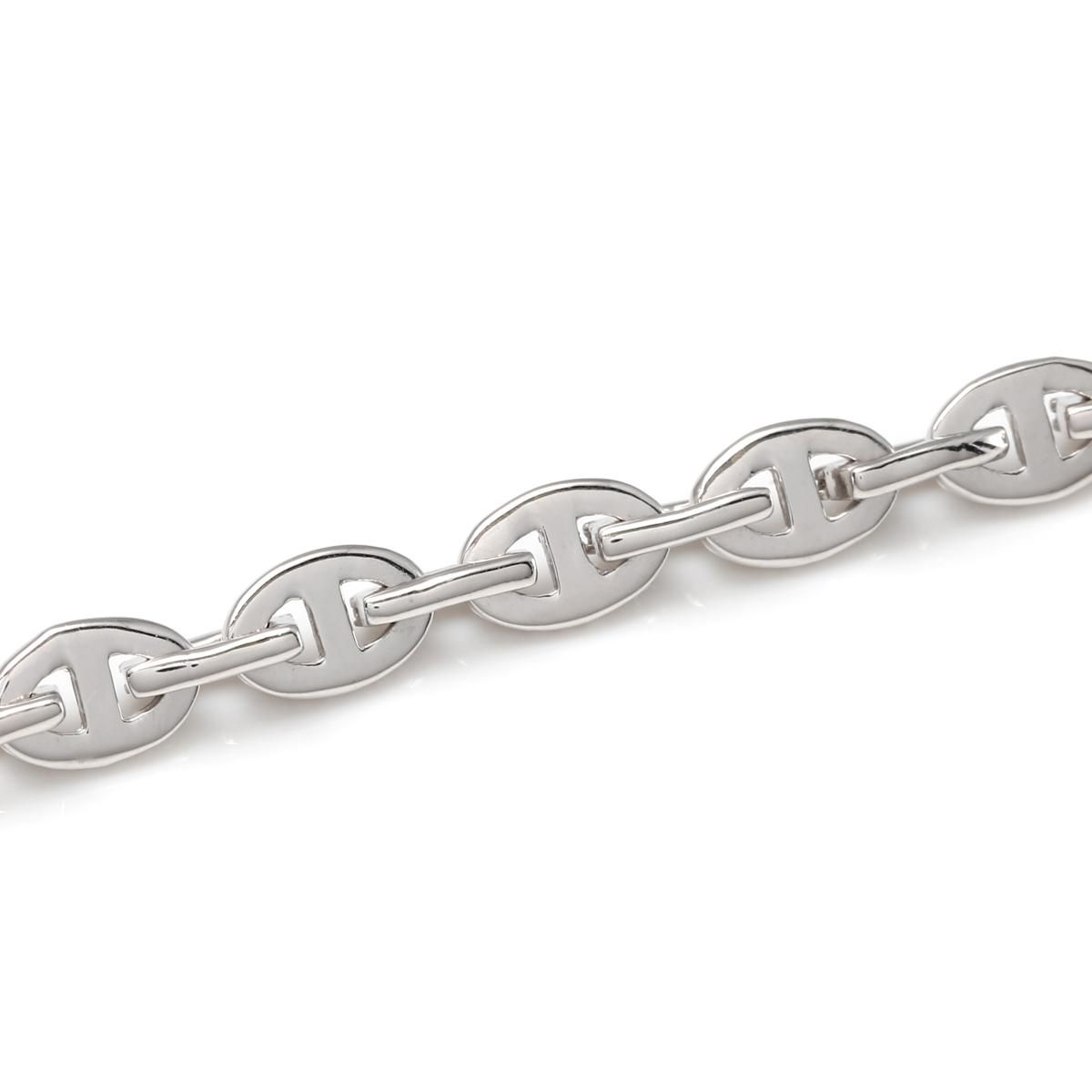 ダイヤモンド 10K ホワイトゴールド アンカーブレスレット 幅4.5mm