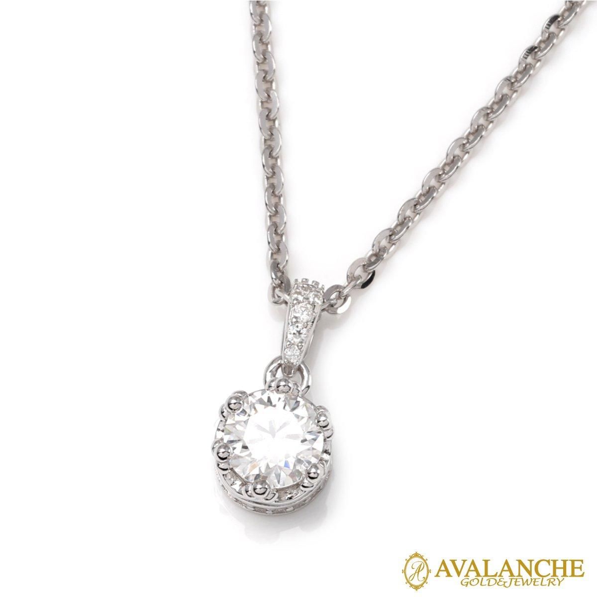 モアサナイト シルバー ネックレス&ペンダント 41cm-46cm CROWN-0.5CT