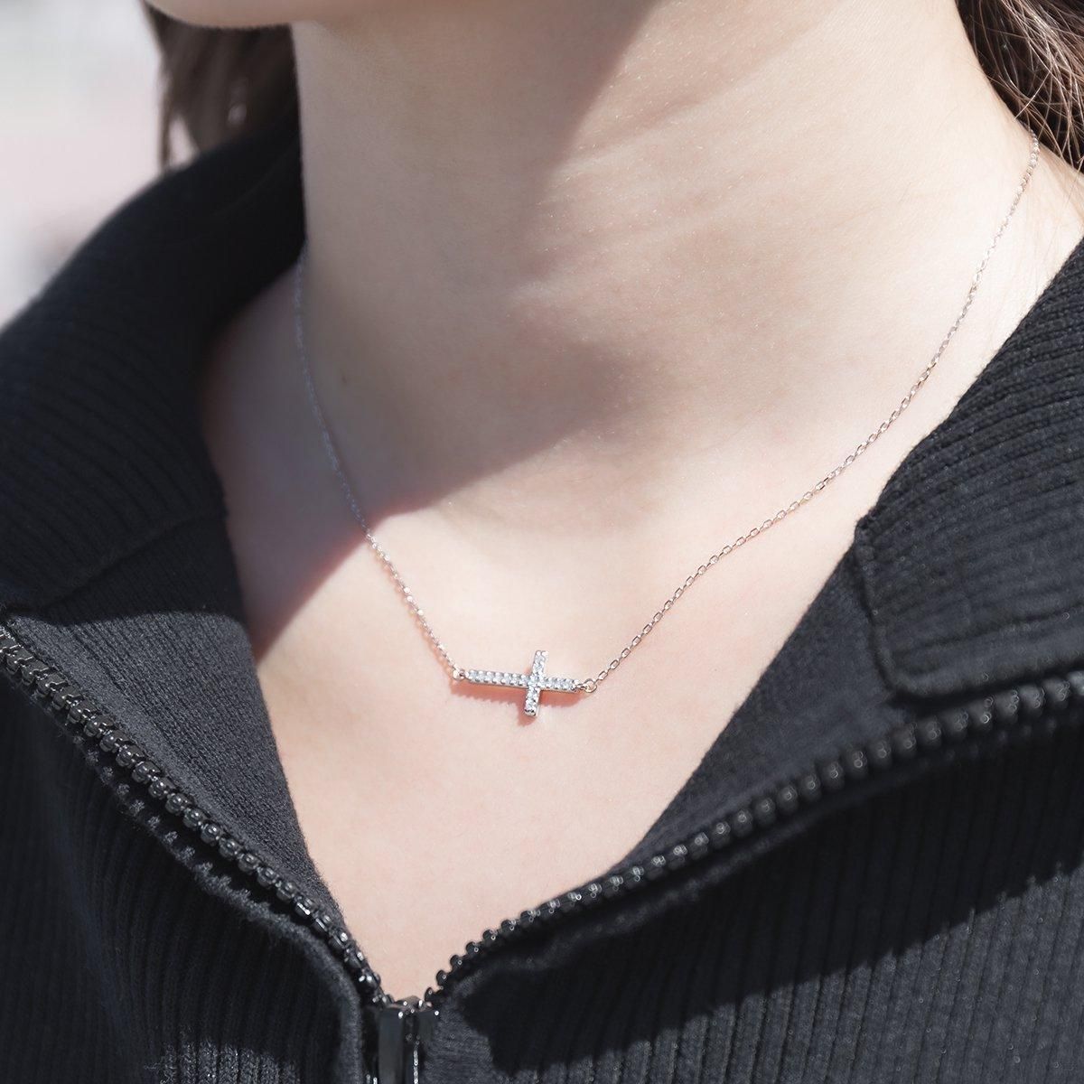 シルバー サイドクロス ネックレス&ペンダント 40cm-45cm ABGP00671