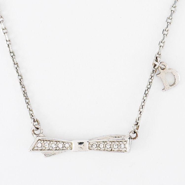 Dロゴリボンモチーフネックレス シルバー ヴィンテージ|ディオール