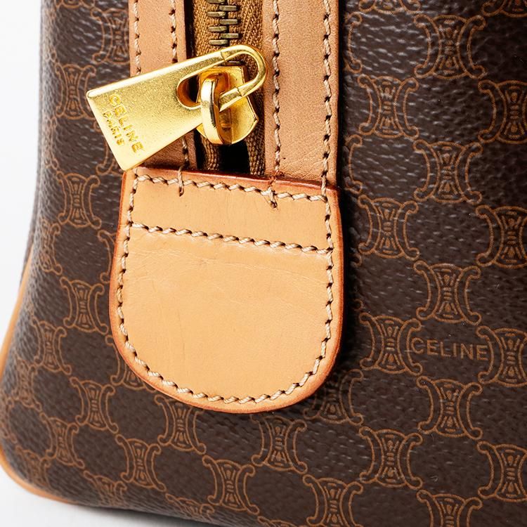 マカダム柄ミニボストンバッグM15/2 ブラウン×ベージュ ヴィンテージ