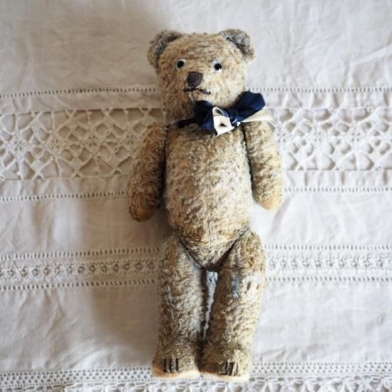 アンティーク テディベア | フランス ブルーのテディベア 青い羊毛 5