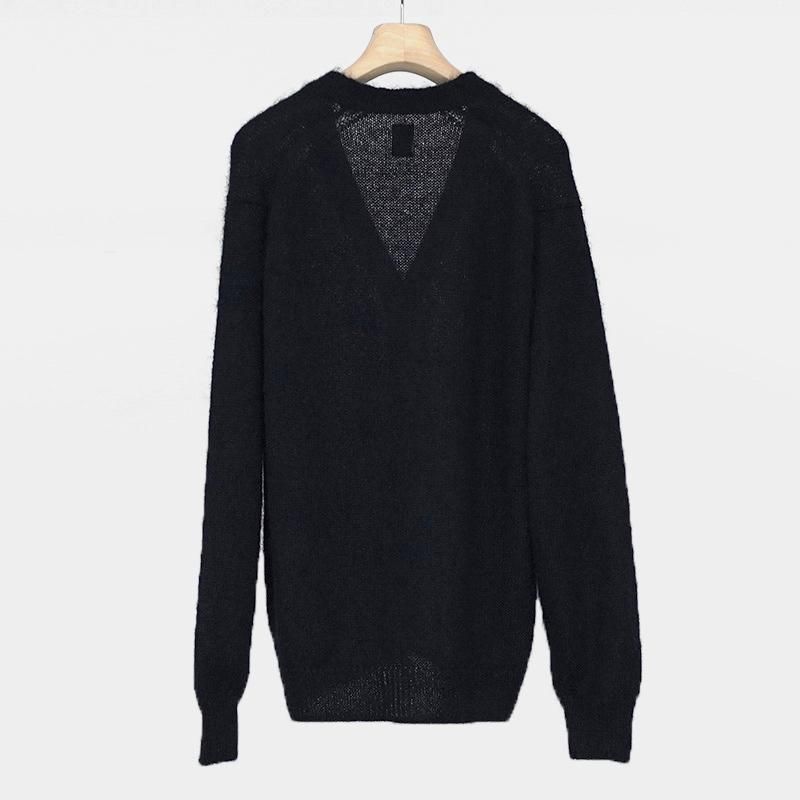 BATONER】PURE MOHAIR V CARDIGAN BLACK - THIRTY' THIRTY' STORE