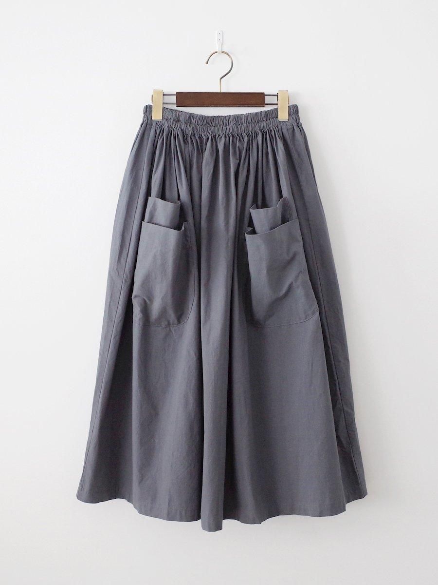 homspun バルキーシーチング ダブルポケットギャザースカート グレー