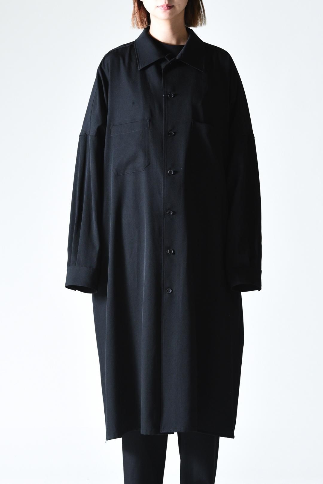 Yohji Yamamoto POUR HOMME シワギャバステンカラーロングブラウス