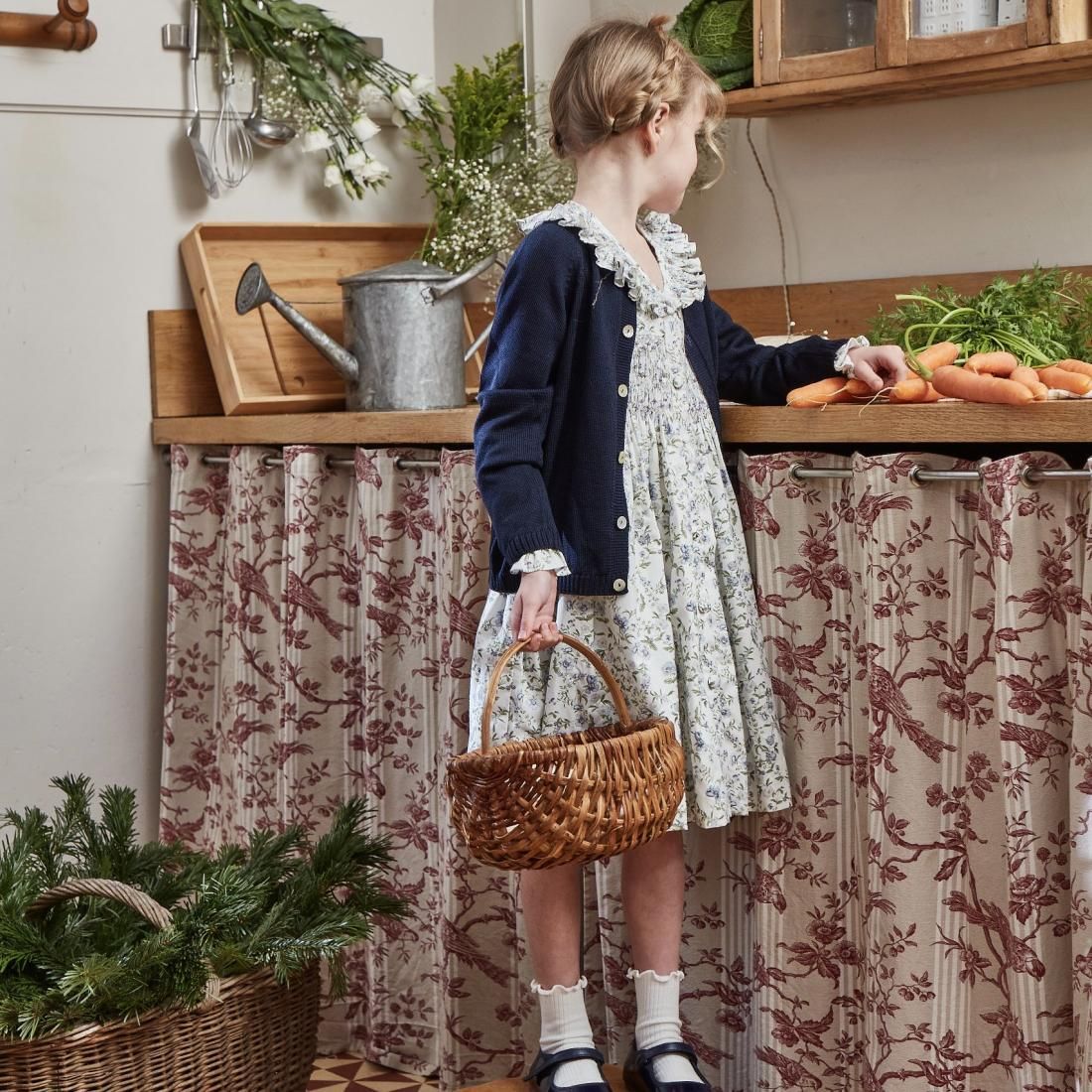 Kidiwi スモッキングワンピース | ロマンティックブルー - 一針一針