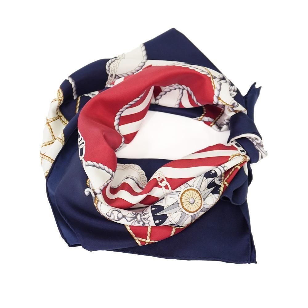 マリン＆ロープ(CM5-001)Marcaオリジナル大判シルクツイルスカーフ全2