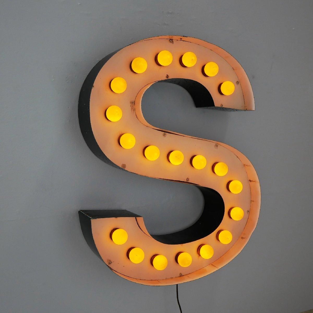 アメリカ ヴィンテージ 電飾立体看板 アルファベット文字 S サイン
