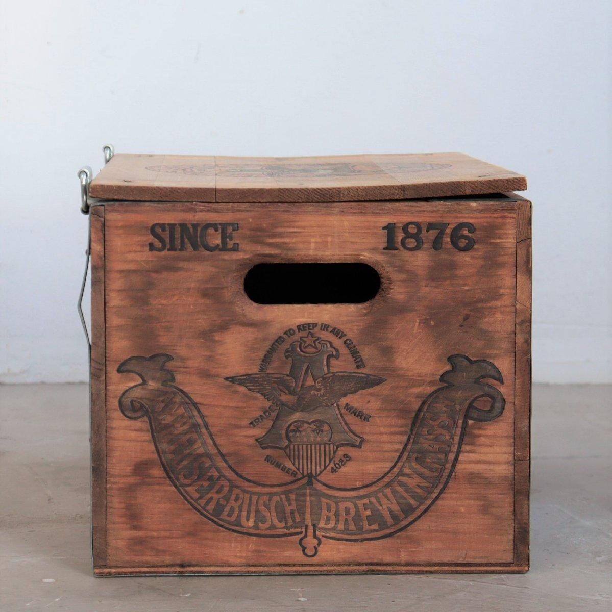 BUDWEISER バドワイザー ヴィンテージ 蓋つき木箱 アンティーク ウッド