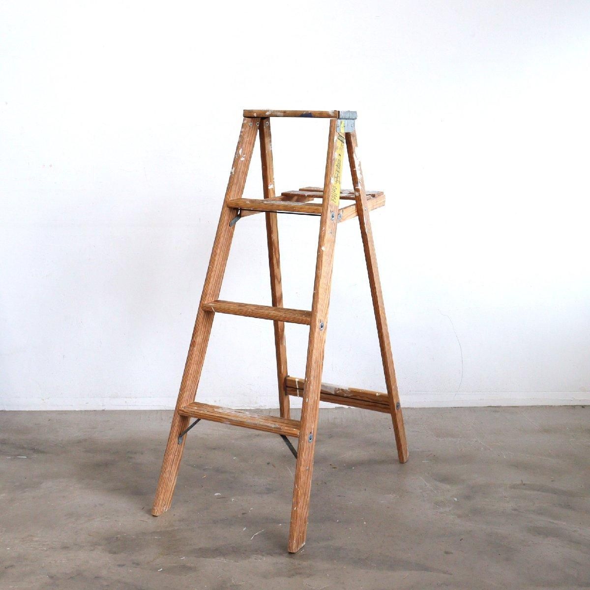 ヴィンテージ 4段 脚立 木製ラダー -通販-ローズボールアンティークス