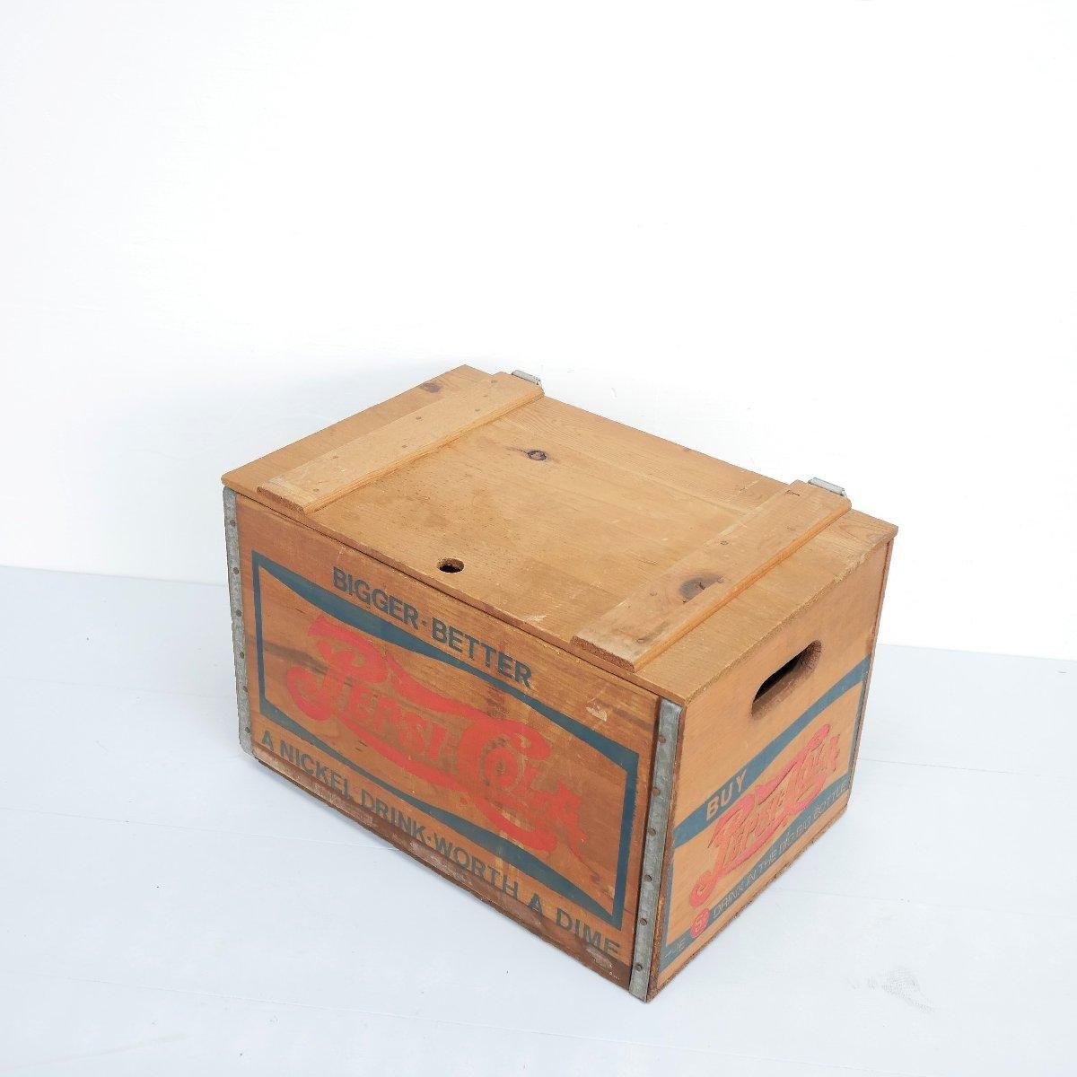 アメリカ ヴィンテージ 蓋つき木箱 ペプシコーラ ウッドボックス 収納