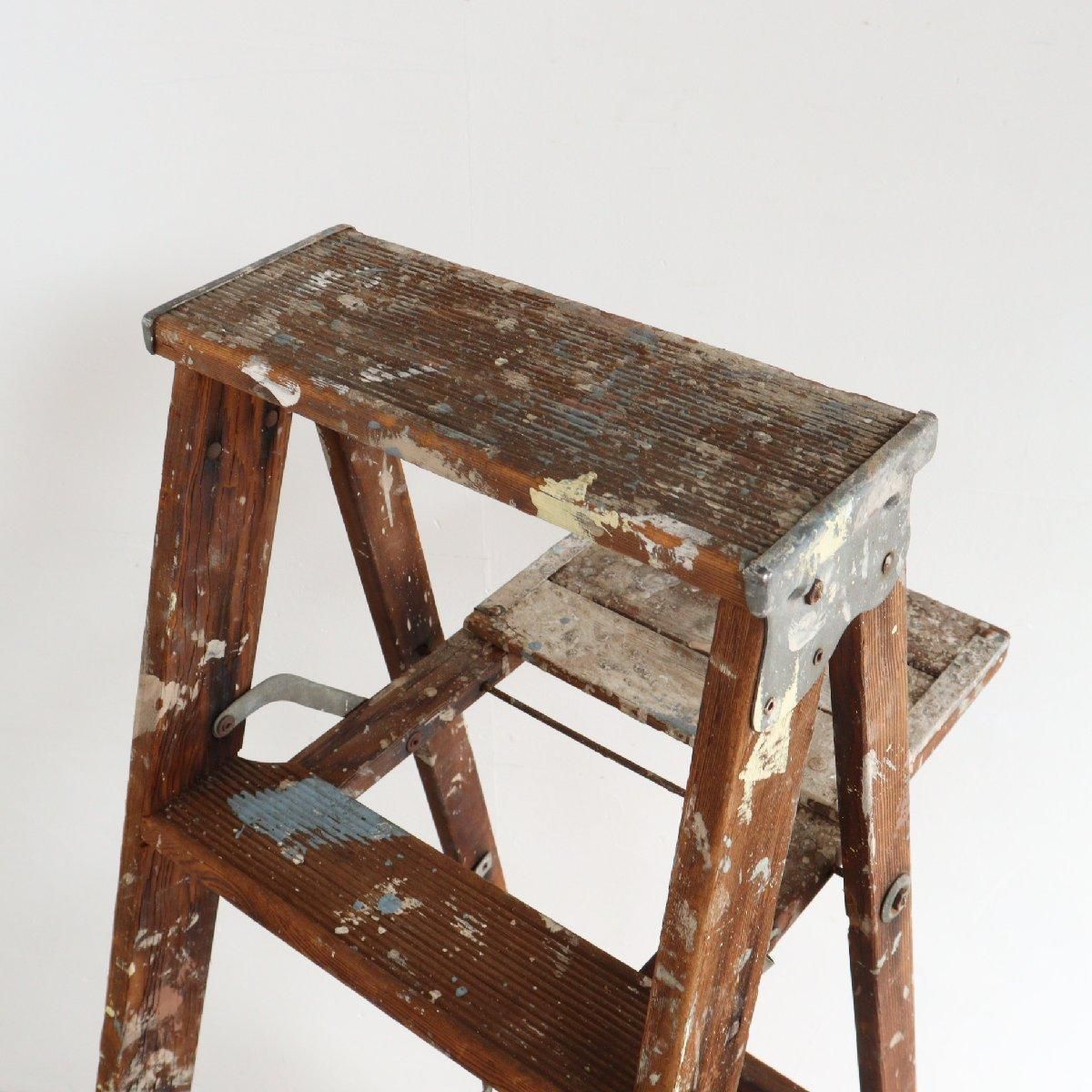 ヴィンテージ 5段 脚立 木製ラダー -通販-ローズボールアンティークス