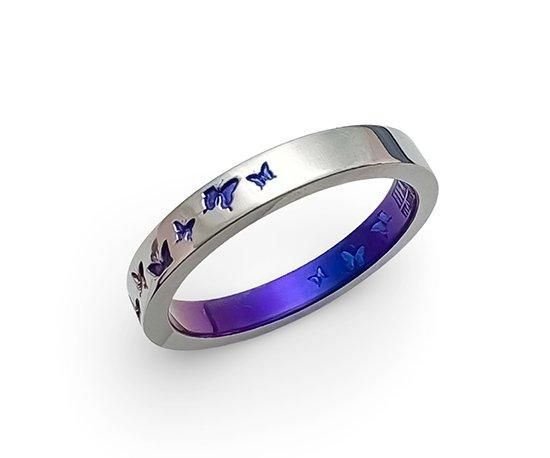 Hizm/輪舞胡蝶リング3mm幅 【宵闇色】/純チタン製/1~30号 - シルバー