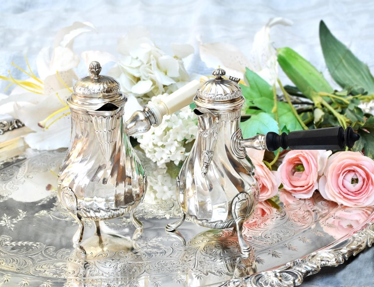 仏アンティーク銀器【純銀950】チョコレート/コーヒーポット Edmund